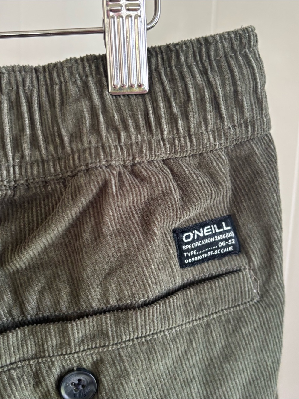 O'Neill Shorts Mens XL Dark Green Corduroy Elastic Waist Drawstring Surf Chino - Picture 5 of 9